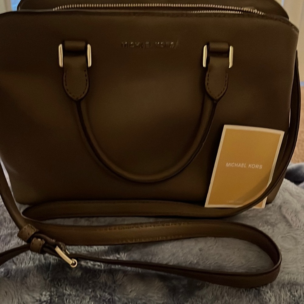 Michael Kors leather top zip satchel
